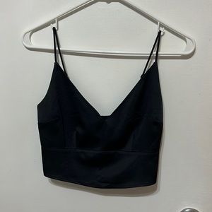 Abercrombie and Fitch Black Satin Crop Top